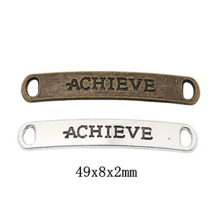Vintage Alloy Achieve Letter Connector Bar For Diy Jewelry Making Retro Metal Charm With Double Holes For Bracelet Shoe Accessories