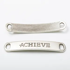 Vintage alloy connector with ACHIEVE engraving and dual-hole design for DIY jewelry