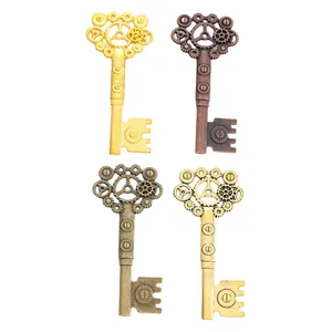 Retro steampunk gear key pendants in gold, bronze and copper metal finishes