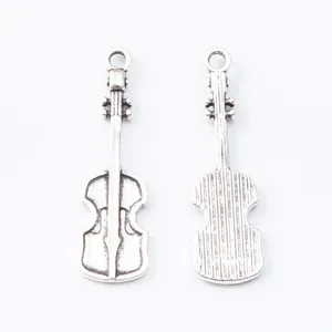 Vintage antique silver violin cello charms made of zinc alloy for DIY jewelry making crafts