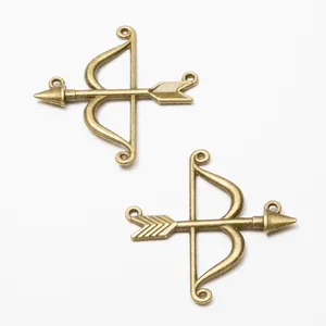 Vintage bronze alloy bow and arrow charms for DIY jewelry making accessories