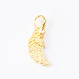 Gouden vintage vleugelhanger van legering met verfijnde veren voor DIY-sieraden