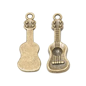 Retro vintage guitar alloy pendant charms in bronze finish for DIY jewelry making