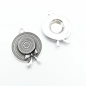 Silver vintage alloy mini sun hat charms with bow detail and hanging loop for DIY jewelry