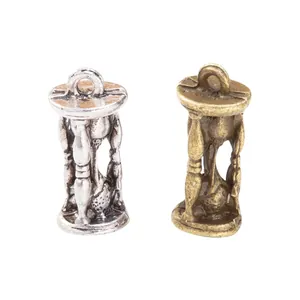 Retro hourglass metal alloy charms in antique silver and bronze for DIY jewelry making