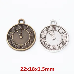 Pendentifs de Cadran d'Horloge Ronde en Alliage de Zinc Vintage Chiffres Romains Breloques pour DIY Collier Bracelet Bijoux