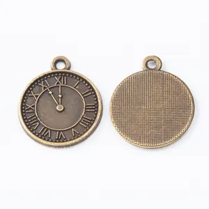 Pendentifs horloge en bronze vintage pour bijoux DIY avec cadrans à chiffres romains