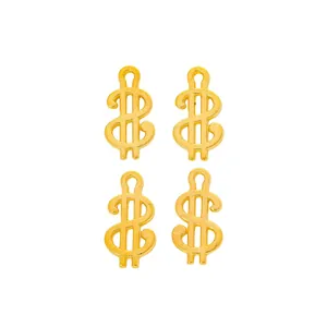 Set of four gold-toned dollar sign alloy pendants for DIY jewelry crafting projects