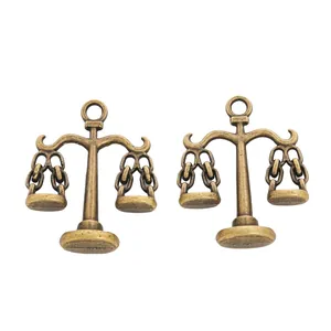 Pair of vintage bronze scale pendants made of zinc alloy for DIY jewelry making and crafts