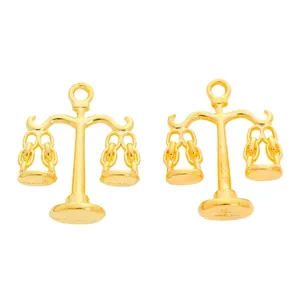 Pair of vintage gold-plated zinc alloy scale charms for DIY jewelry making accessories