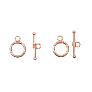 Set of two rose gold alloy toggle clasps for DIY necklace and bracelet jewelry making