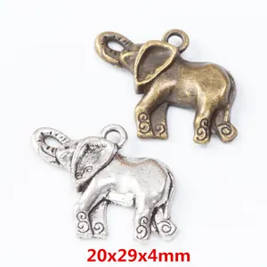 Vintage Alloy Elephant Charms For Jewelry Making DIY Antique Bronze Silver Plated Animal Pendants Lead Free Nickel Free