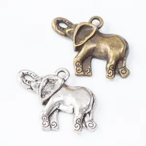 Vintage elephant alloy pendant charms in antique bronze and silver for DIY jewelry