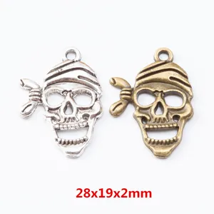Retro Zinc Alloy Skull Pirate Pendant Antique Finish Skeleton Charm DIY Jewelry Making Accessories For Halloween Crafting