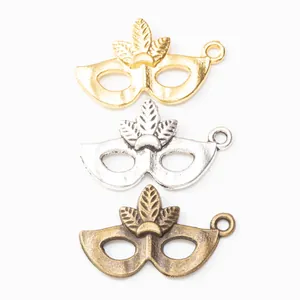 DIY retro mask charms in gold silver and bronze finish with leaf details
