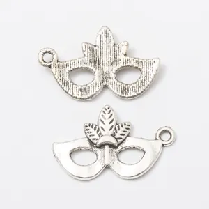 Vintage silver alloy masquerade mask charms for DIY jewelry making and necklace crafts