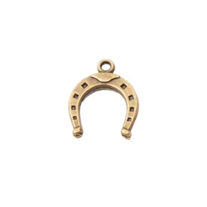 Vintage bronze-colored zinc alloy horseshoe pendant for DIY jewelry making and crafts