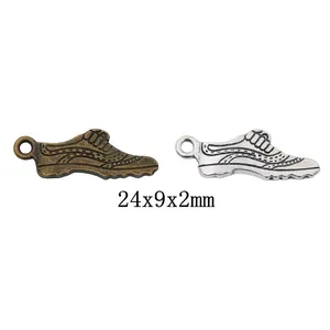 Vintage Zinc Alloy Sneaker Shoe Charms Pendants For DIY Jewelry Making Antique Silver Bronze Metal Shoe Shape Craft Accessories