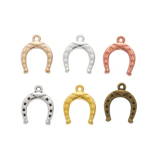 Vintage horseshoe zinc alloy jewelry pendants in six metallic colors for DIY crafts