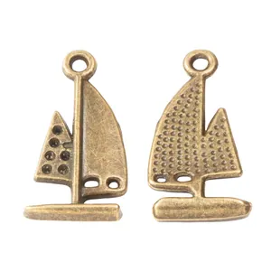 Vintage bronzen zeilboot hangers van zinklegering voor doe-het-zelf sieraden en hobby's