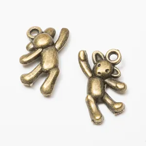 Vintage Zinc Alloy Bear Charms DIY Jewelry Making Accessories Antique Bronze Antique Silver Rose Gold Metal Animal Pendants For Necklace Bracelet Keychain