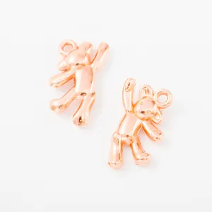 Pair of rose gold DIY bear charms with smooth metallic finish for jewelry making