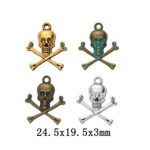 Vintage Zinc Alloy Skull Crossbones Charms Pendants Antique Gold Silver Bronze Metal Jewelry Making DIY Accessories Jewelry