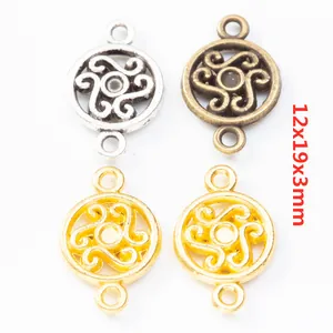 Vintage Alloy Round Hollow Floral Charms Double Loop Jewelry Connectors Gold Antique Silver Bronze For DIY Jewelry Making Necklaces Earrings