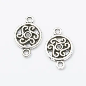 Vintage silver alloy round pendant with Celtic knot design for DIY jewelry making