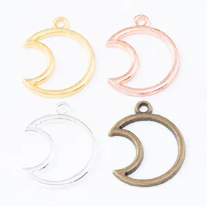 Vintage Legierung Halbmond Hohl Anhänger Für DIY Retro Schmuckherstellung Zubehör Für Halsketten Ohrringe Handwerk Gold Silber Bronze