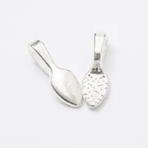 Silver alloy DIY bail glue-on pendant clasp showing front and textured back view