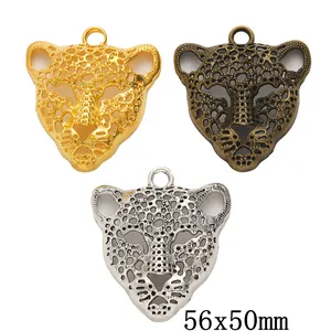 Pendentif Tête de Léopard en Alliage de Zinc Rétro Accessoire de Bijoux DIY Or Argent Bronze Antique Charmes Léopard