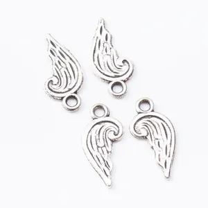 Vierer-Set Vintage Silber Zinklegierung Flügelanhänger für DIY Schmuckherstellung