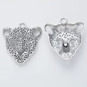 Pendentifs léopard en argent antique pour création de bijoux DIY avec détails creux