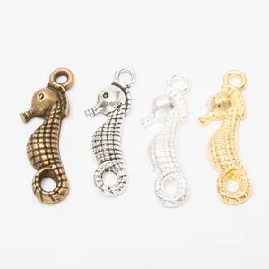 Seahorse alloy pendant charms in four vintage metallic colors for DIY jewelry making