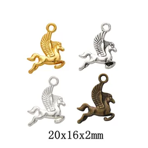 Vintage Alloy Pegasus Charms Flying Horse Pendants For DIY Jewelry Making Antique Silver Gold Bronze Metal Craft Accessories