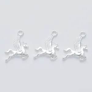 Three silver vintage alloy Pegasus flying horse pendants for DIY jewelry making