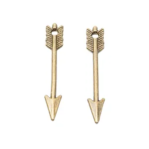 Paire de pendentifs flèche en alliage de bronze vintage pour création de bijoux DIY