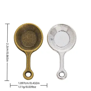 Vintage Alloy Mini Frying Pan Charms For DIY Jewelry Making Antique Bronze Silver Miniature Wok Pendants Craft Supplies