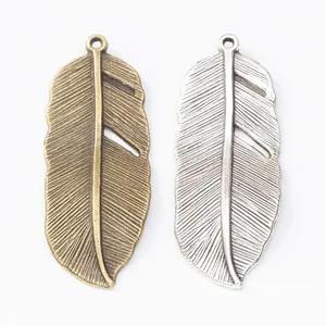 Vintage-Federanhänger aus Legierung in Bronze und Silber für DIY-Schmuckherstellung