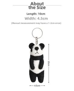 Détails du porte-clés panda en feutre de laine 10cm x 4,5cm avec anneau en métal