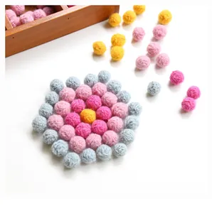 Colorful handmade wool felt balls for DIY crafts and jewelry making accessories