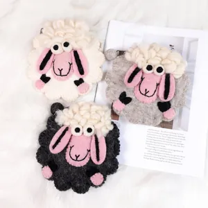 Petit sac bandoulière mignon en feutre de laine en forme d'agneau en trois couleurs