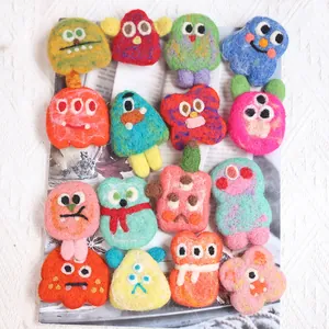 Handmade Wool Felt Little Monster Brooch Cute Cartoon Plush Pin Clothing Accessories Gift For Kids Women Unisex Jewelry