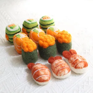 Handmade Wool Felt Needle Felted Cute Sushi Simulation Food Ornaments For Bag Charm Keychain Desk Decoration Creative Gift