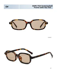 Front and 45-degree angle view of vintage square sunglasses with demi frame and tea lenses