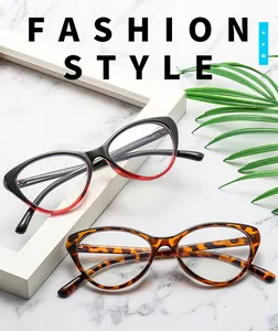 Montura de gafas ojo de gato anti luz azul en degradado negro-rojo y carey chic