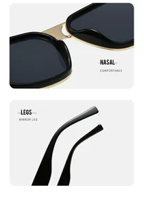 Close-up detail of comfortable nasal pads and metal frame on these oversized sunglasses