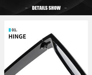 Close-up of the reinforced metal hinge on black oversized retro fashion sunglasses