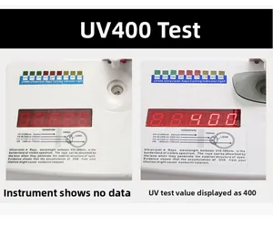 Testeur UV400 professionnel démontrant la protection UV maximale des lunettes sans bord